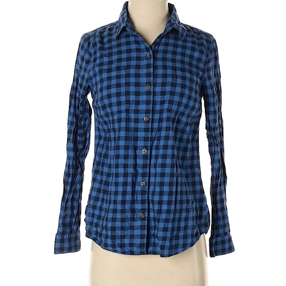 Old Navy Long Sleeve Checkered Blue Shirt -  S